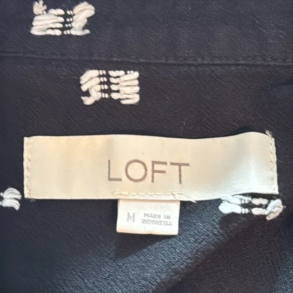 LOFT Black Top with White Details - Picture 4 of 5